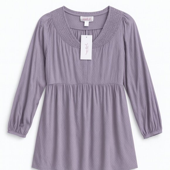 Isabel by Ingrid Isabel Lavender Long Sleeve Blouse XL NWT Smocked - Picture 2 of 4